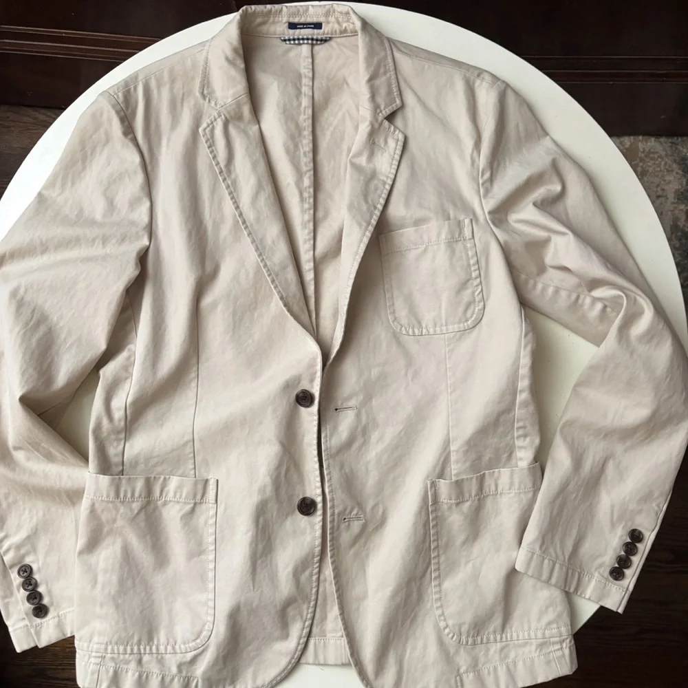 Bonobos Men’s Unstructured Cotton Blazer Jacket Size Small Khaki Standard Fit